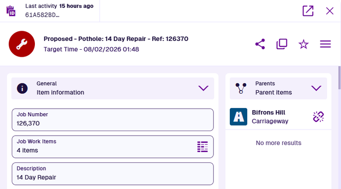 The header of an example item, showing the buttons for Open In New Tab and Close