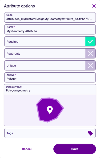 The properties of a GeoJSON attribute