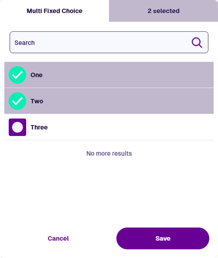 A multi-value input window containing 3 fixed value choices