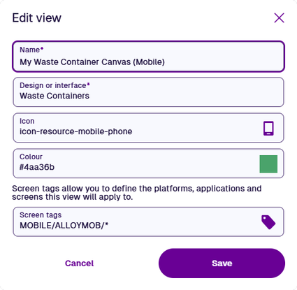 The Edit View window
