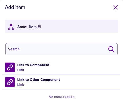 A list of available Link attributes on the selected item