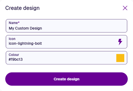 The Create Design window
