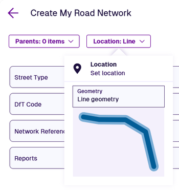 The Location popover displaying populated item geometry