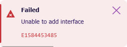 An notification shown after trying to add an incompatible interface