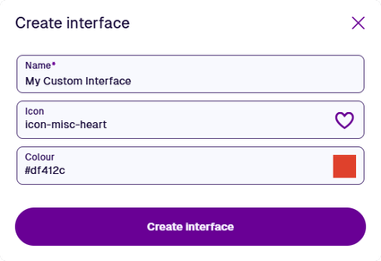 The Create Interface window