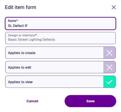 The Edit Item Form window