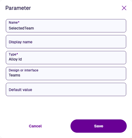 Properties of your new parameter in the AQS Builder