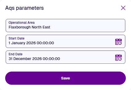 The AQS Parameters window asking for a value for the TeamName parameter