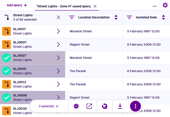 The left side of the toolbar showing the number of selected items