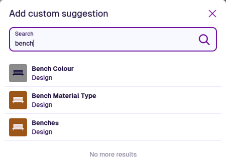 Choosing Benches from a list of available designs
