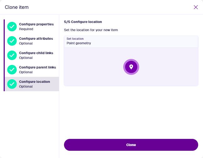 The fifth step of the clone item process