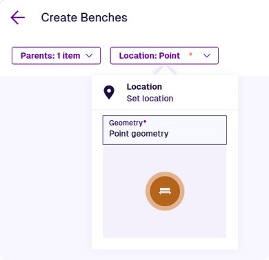 The Location dropdown showing the item's Geometry attribute