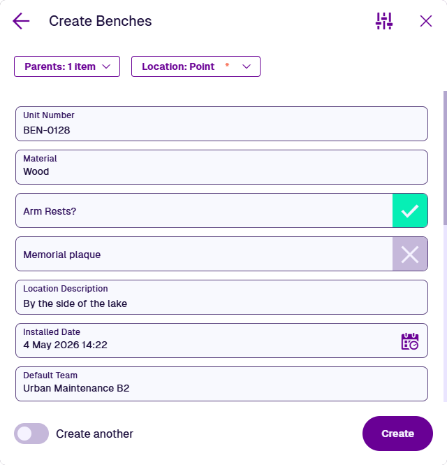 Populating the new item's attributes with values