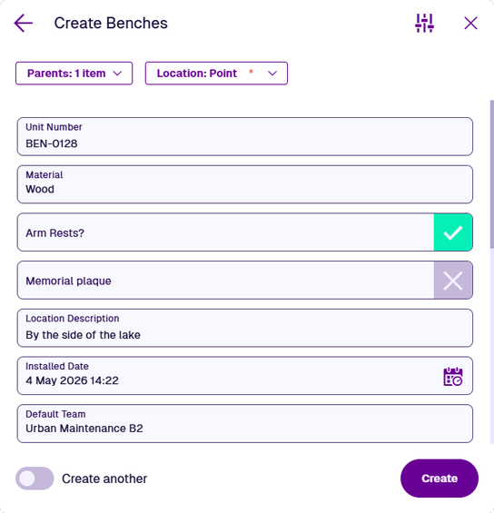 Populating the new item's attributes with values