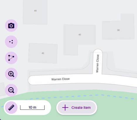 The Create Item button alongside the other map tools 