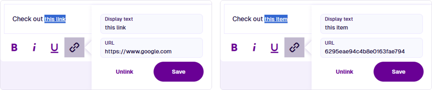 Examples of linking highlighted text