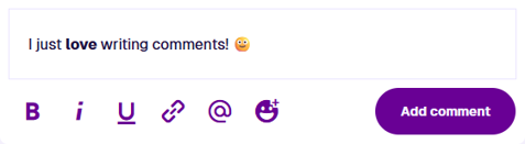 The bottom text box of the Comment section, containing example text