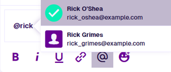 Examples of mentioning tagged users
