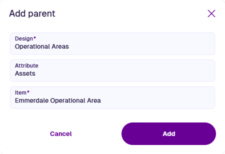The Add Parent window containing example values