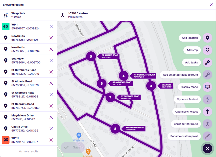 Creating a new route  section of an example project
