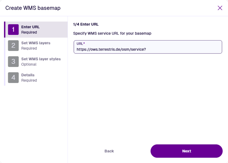 The first step of the wizard