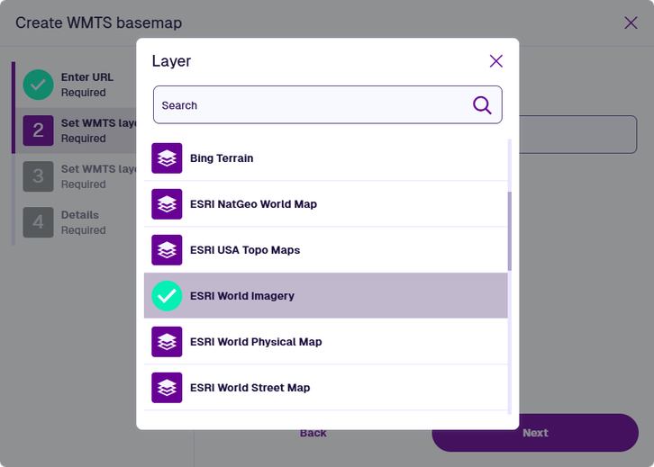 The second step of the wizard