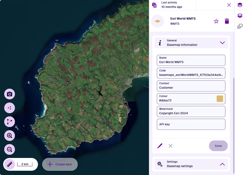 An example WMTS basemap loaded in CausewayOne Asset Management