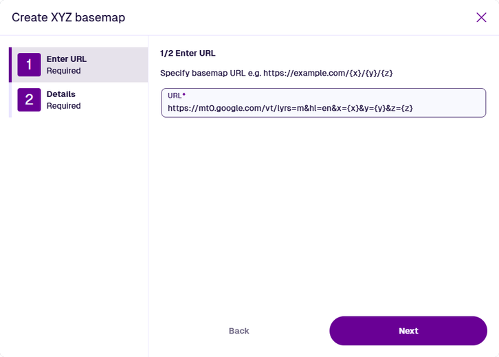 The first step of the wizard