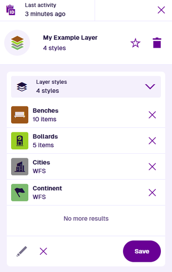 The header of an example layer with the Delete button highlighted