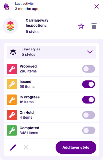 An illustration of how the styles of a layer are displayed over the basemap