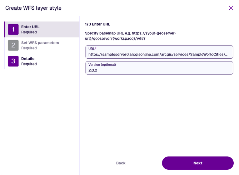 The first step of the wizard
