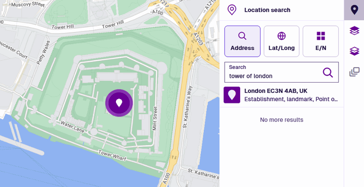 An animation demonstrating the three Location search methods