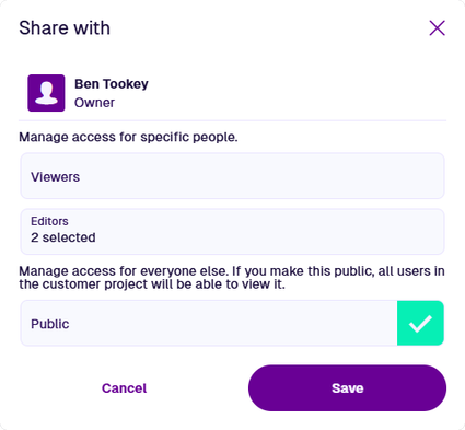The Share With window