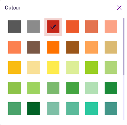 The contents of the colour picker