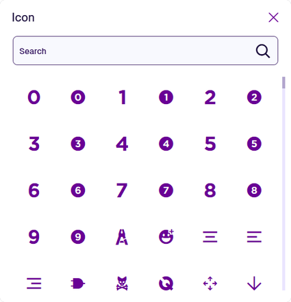The contents of the icon picker