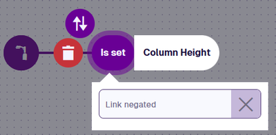 A comparison node with the Link negated option enabled