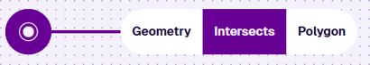 An Intersects node comparing the Geometry attribute to a drawn Polygon area