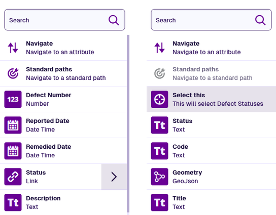 Following the Status link attribute in the Pathfinder