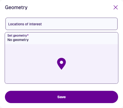 The GeoJSON node's options, with Locations of interest and Set geometry fields