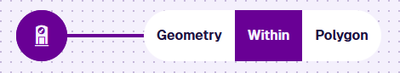 A Within node comparing the Geometry attribute to a drawn Polygon area