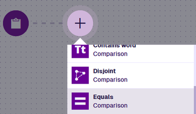 Choosing the Equals node from the list