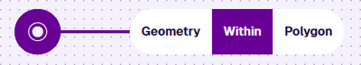 A Within node comparing the Geometry attribute to a drawn Polygon area