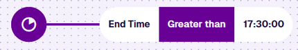 A Greater than node comparing the End Time attribute to 17:30:00