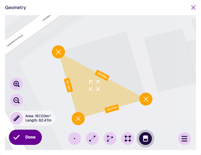 1 of 4 points has been removed from the polygon