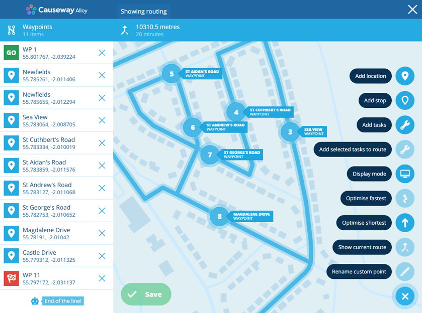 Creating a new route  section of an example project