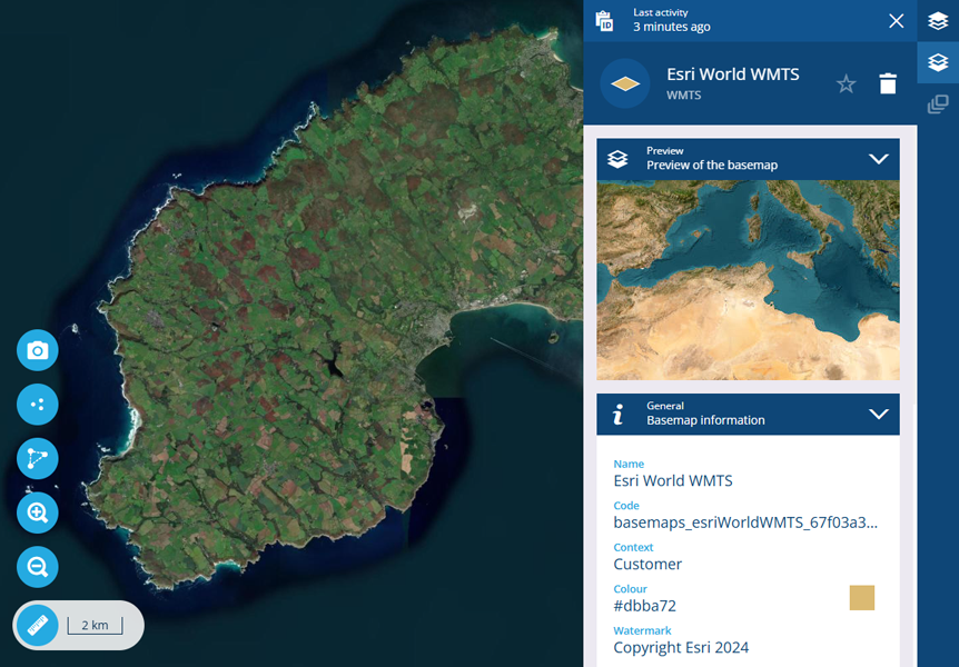 An example WMTS basemap loaded in Alloy