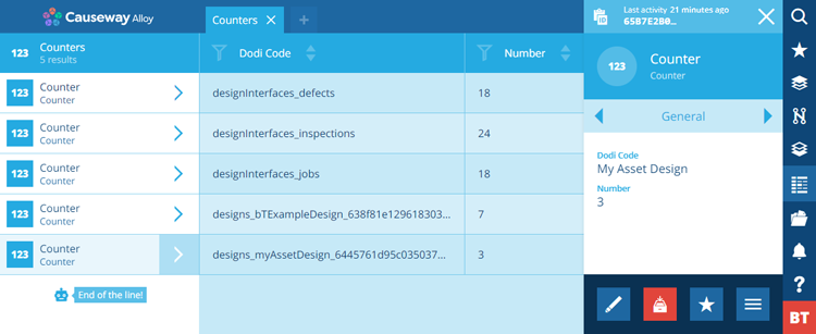 Viewing Counter items in the Data Explorer
