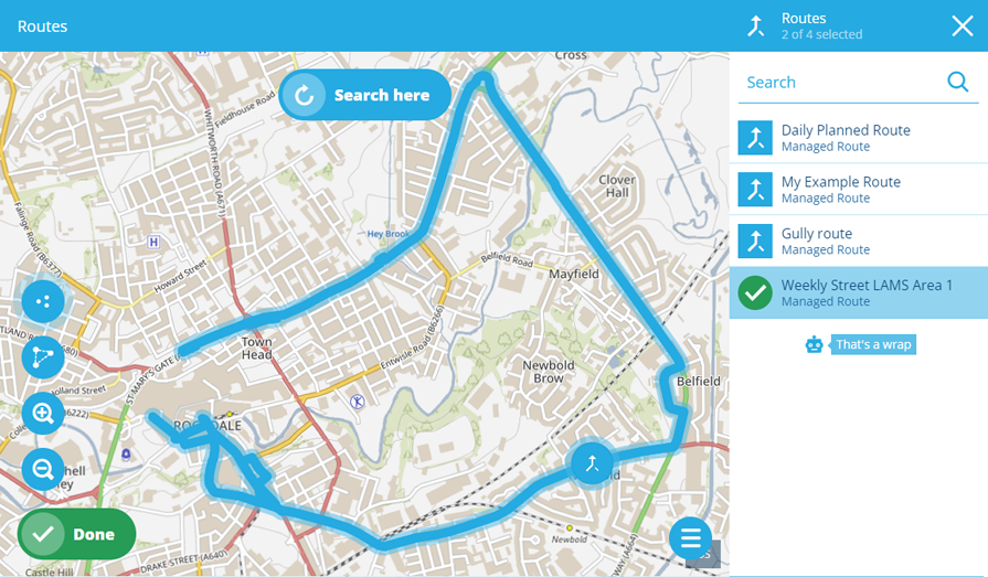 Selecting route items in the map picker