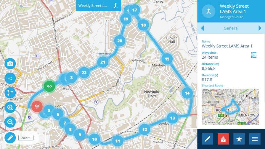 Viewing a route item preview on the map