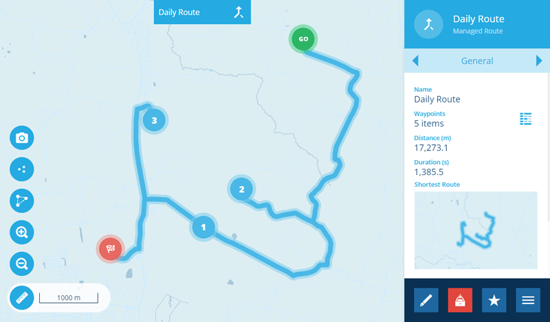 Viewing a route item preview on the map